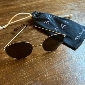 Madewell Fest Aviator Wire Rimmed Sunglasses w Gold Rim and Brown Shade